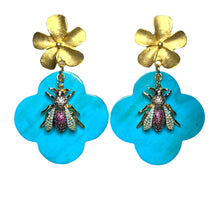 Load image into Gallery viewer, Baby Blue Buffalo Horn with Lacquer Earrings