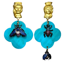 Load image into Gallery viewer, Baby Blue Buffalo Horn with Lacquer Earrings