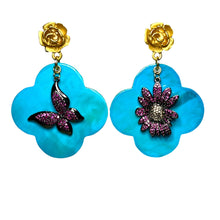 Load image into Gallery viewer, Baby Blue Buffalo Horn with Lacquer Earrings