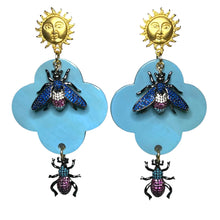 Load image into Gallery viewer, Sky Blue Buffalo Horn with Lacquer Earrings