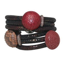 Load image into Gallery viewer, Italian Wrap Leather Bracelet With Exotic Leather Connectors - DIDAJ
