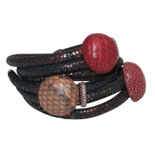 Load image into Gallery viewer, Italian Wrap Leather Bracelet With Exotic Leather Connectors - DIDAJ