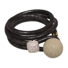 Load image into Gallery viewer, Gold & Coral Snake Italian Wrap Leather Bracelet With CZ Slider & Coral Stingray Sphere - DIDAJ
