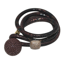 Load image into Gallery viewer, Gold & Coral Snake Italian Wrap Leather Bracelet With CZ Slider & Coral Stingray Sphere - DIDAJ