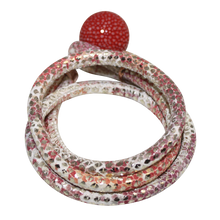 Load image into Gallery viewer, Gold & Coral Snake Italian Wrap Leather Bracelet With CZ Slider & Coral Stingray Sphere - DIDAJ