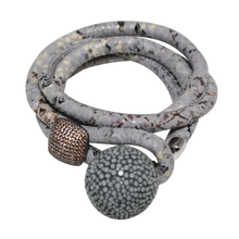 Load image into Gallery viewer, Gold & Coral Snake Italian Wrap Leather Bracelet With CZ Slider & Coral Stingray Sphere - DIDAJ