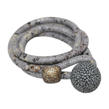 Load image into Gallery viewer, Gold & Coral Snake Italian Wrap Leather Bracelet With CZ Slider & Coral Stingray Sphere - DIDAJ