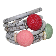 Load image into Gallery viewer, Italian Wrap Leather Bracelet With Exotic Leather Connectors - DIDAJ