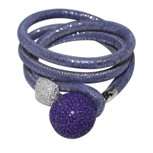 Load image into Gallery viewer, Gold & Coral Snake Italian Wrap Leather Bracelet With CZ Slider & Coral Stingray Sphere - DIDAJ