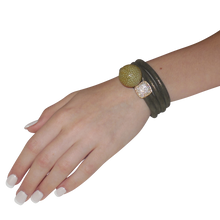 Load image into Gallery viewer, Gold & Coral Snake Italian Wrap Leather Bracelet With CZ Slider & Coral Stingray Sphere - DIDAJ