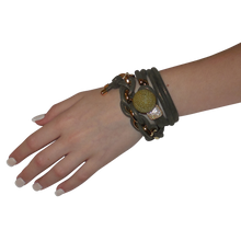 Load image into Gallery viewer, Gold & Coral Snake Italian Wrap Leather Bracelet With CZ Slider & Coral Stingray Sphere - DIDAJ