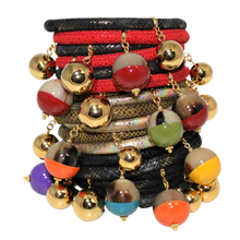 Load image into Gallery viewer, Italian Wrap Leather Bracelet With Lacquer Buffalo Horn Charms - DIDAJ