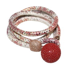 Load image into Gallery viewer, Gold & Coral Snake Italian Wrap Leather Bracelet With CZ Slider & Coral Stingray Sphere - DIDAJ