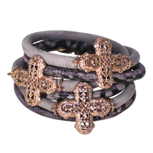 Load image into Gallery viewer, Italian Wrap Leather Bracelet With Crosses - DIDAJ