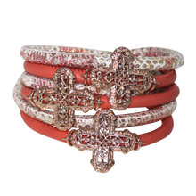 Load image into Gallery viewer, Italian Wrap Leather Bracelet With Crosses - DIDAJ