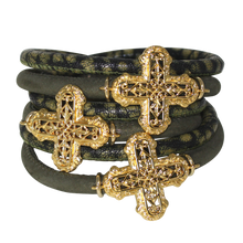 Load image into Gallery viewer, Italian Wrap Leather Bracelet With Crosses - DIDAJ