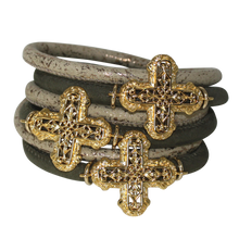 Load image into Gallery viewer, Italian Wrap Leather Bracelet With Crosses - DIDAJ
