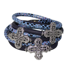 Load image into Gallery viewer, Italian Wrap Leather Bracelet With Crosses - DIDAJ