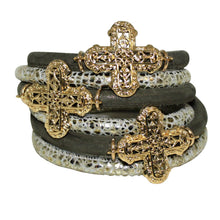 Load image into Gallery viewer, Italian Wrap Leather Bracelet With Crosses - DIDAJ