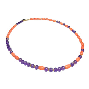 Amethyst and Coral Morse Code Necklace