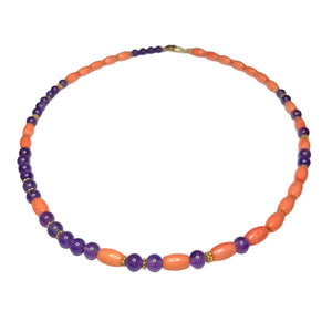 Amethyst and Coral Morse Code Necklace