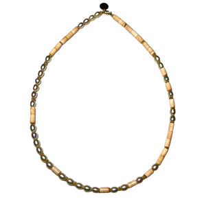 Pearl and Italian Carneola Morse Code Necklace