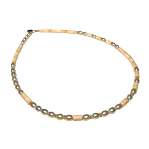 Pearl and Italian Carneola Morse Code Necklace