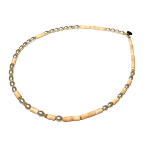 Pearl and Italian Carneola Morse Code Necklace