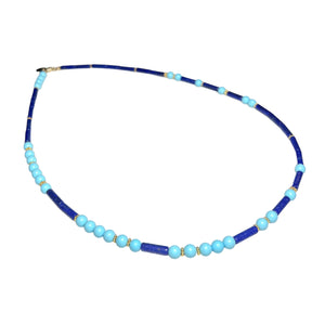 Italian Turquoise & Lapis Lazuli Morse Code Necklace