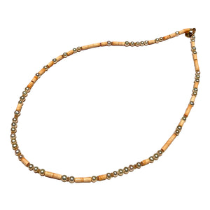 Pearl and Italian Carneola Morse Code Necklace