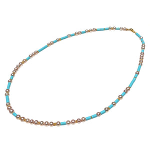 Pearl and Italian Turquoise Morse Code Necklace