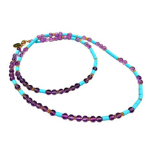 Load image into Gallery viewer, Amethyst and Italian Turquoise Morse Code Necklace
