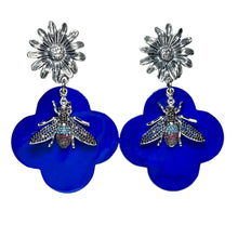 Load image into Gallery viewer, Navy Blue Buffalo Horn with Lacquer Earrings