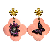 Load image into Gallery viewer, Pink Buffalo Horn with Lacquer Earrings