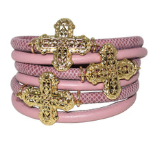 Load image into Gallery viewer, Italian Wrap Leather Bracelet With Crosses - DIDAJ