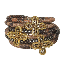 Load image into Gallery viewer, Italian Wrap Leather Bracelet With Crosses - DIDAJ