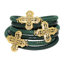 Load image into Gallery viewer, Italian Wrap Leather Bracelet With Crosses - DIDAJ
