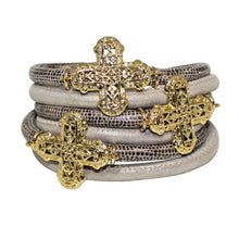 Load image into Gallery viewer, Italian Wrap Leather Bracelet With Crosses - DIDAJ
