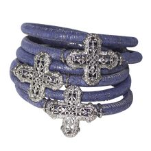 Load image into Gallery viewer, Italian Wrap Leather Bracelet With Crosses - DIDAJ