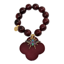 Load image into Gallery viewer, Buffalo Horn Bracelet With Lacquer Buffalo Horn Flower Charms - DIDAJ