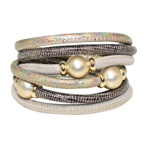 Italian Wrap Leather Bracelet With Mother of Pearl - DIDAJ