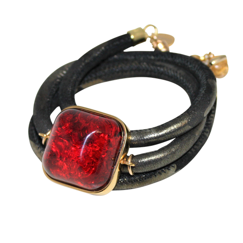 Italian Wrap Leather Bracelet With Amber - DIDAJ