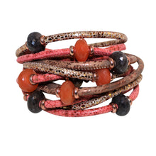 Load image into Gallery viewer, Italian Wrap Leather Bracelet With Gemstones &amp; Mother of Pearl - DIDAJ