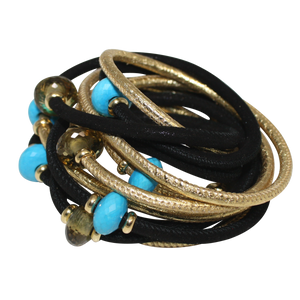 Italian Wrap Leather Bracelet With Gemstones & Mother of Pearl - DIDAJ