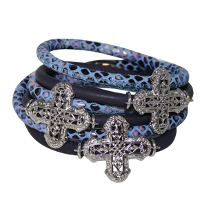 Italian Wrap Leather Bracelet With Crosses - DIDAJ