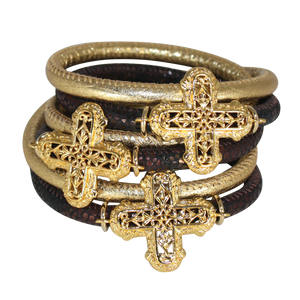 Italian Wrap Leather Bracelet With Crosses - DIDAJ