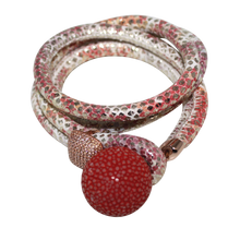 Load image into Gallery viewer, Gold &amp; Coral Snake Italian Wrap Leather Bracelet With CZ Slider &amp; Coral Stingray Sphere - DIDAJ