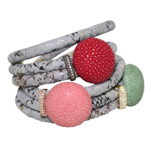 Italian Wrap Leather Bracelet With Exotic Leather Connectors - DIDAJ