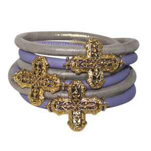 Italian Wrap Leather Bracelet With Crosses - DIDAJ