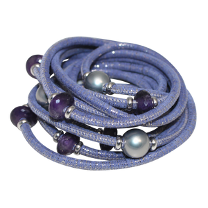 Italian Wrap Leather Bracelet With Gemstones & Mother of Pearl - DIDAJ